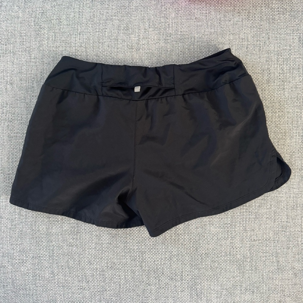 Nike Women's Black Athletic Running Shorts with Silver Logo (Medium) - Picture 2 of 2